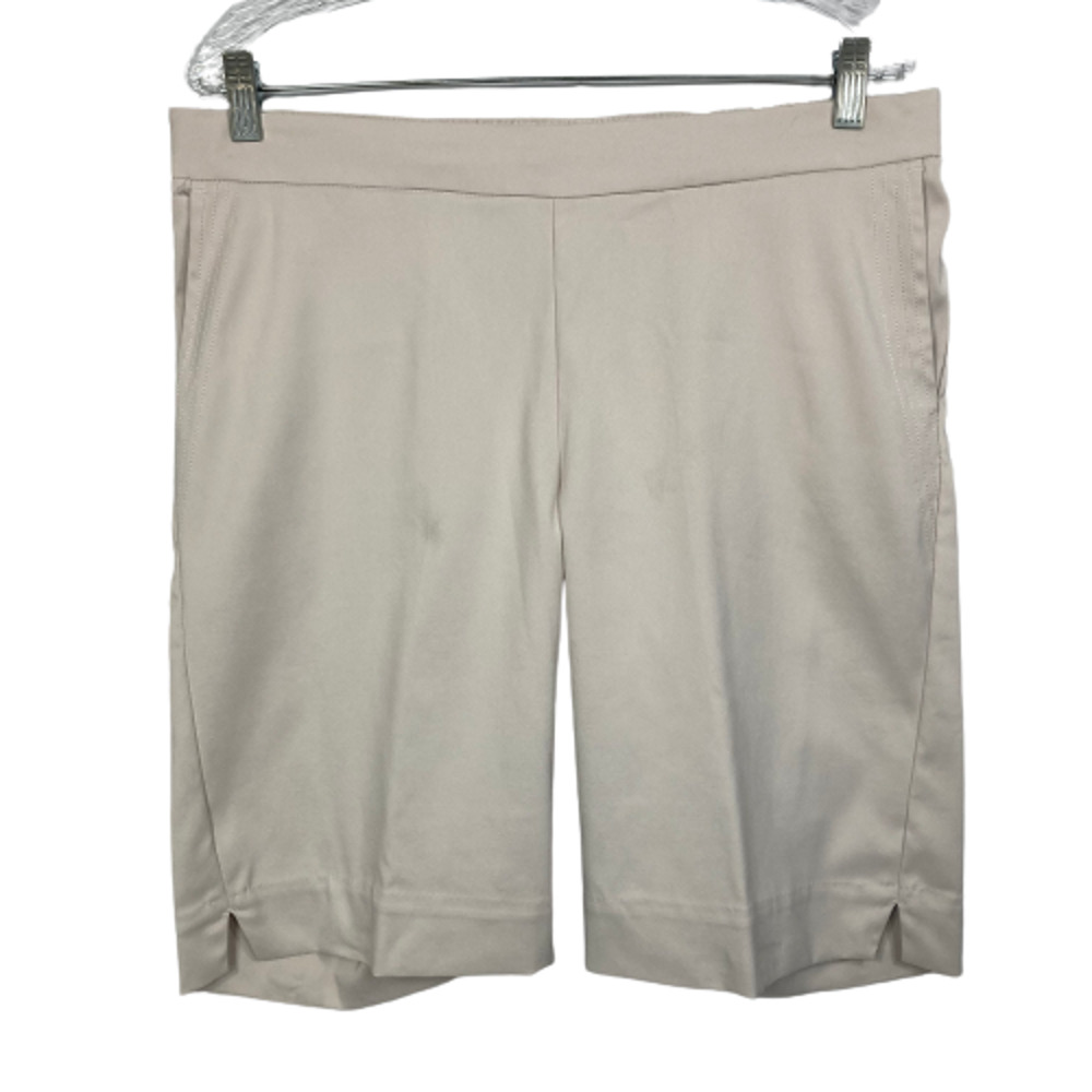 Nike Dri-Fit‎ Shorts Womens M Beige Elastic Waist Pocket Chino Pull On Golf